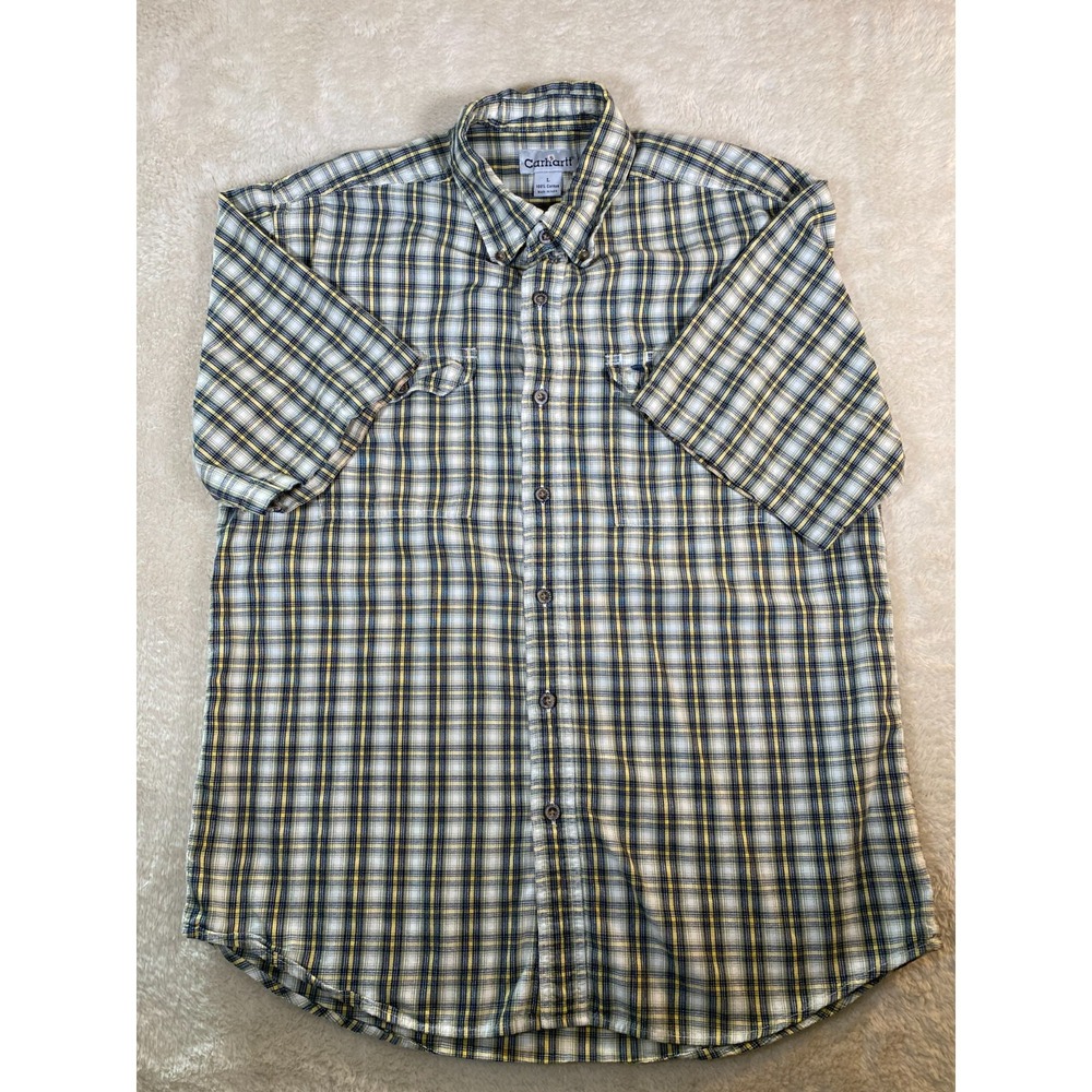 Carhartt Shirt Men's L Plaid Short Sleeve Button Up Workwear Casual Multicolor